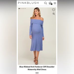 Pink Blush maternity ribbed knit off shoulder midi dress size small- brand new